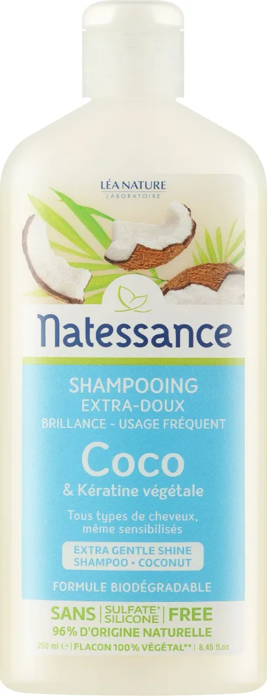 Шампунь Natessance Coconut нежный, с кокосовым маслом, протеинами пшеницы и риса, для всех типов волос