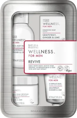 Набор Baylis & Harding Wellness For Men гель-шампунь 100 мл бальзам после бритья 30 мл мыло 25 г и соль для ванны