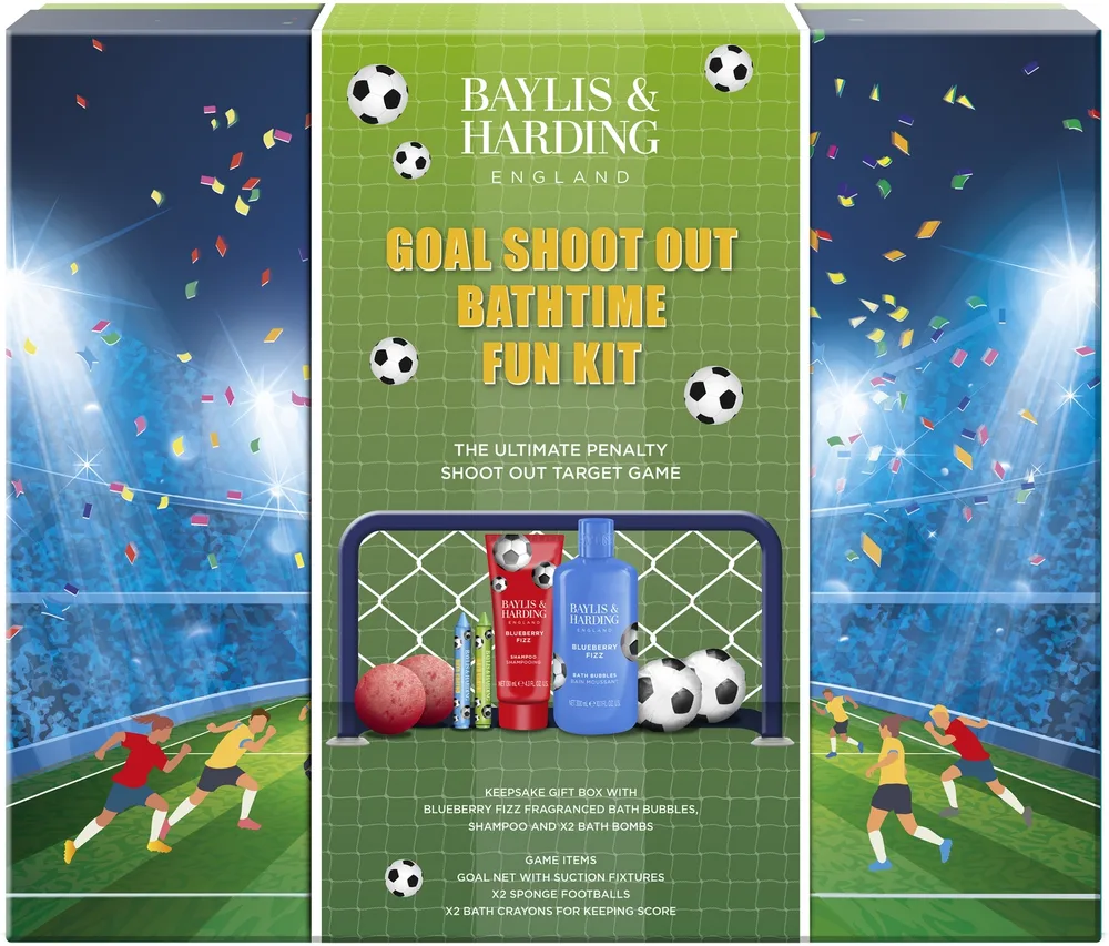 Набор детский Baylis & Harding Football Blueberry Fizz пена для ванны 300 мл шампунь 130 мл бомбочки и другие средства 9 предметов