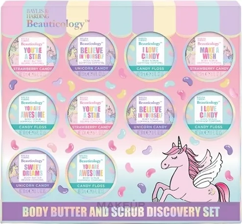 Набор для тела Baylis & Harding Candy из 10 средств масла и скрабы для тела 3x50+7x50 мл