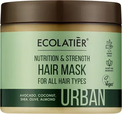 Маска для волос Ecolatier Urban питание и укрепление, кокосовое масло, моринга, витамины, 380 мл