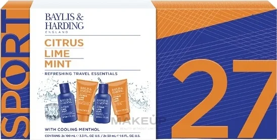 Набор Baylis & Harding Citrus Lime & Mint гель для умывания 100 мл гель-шампунь 100 мл бальзам после бритья 50 мл и гель для душа 50 мл
