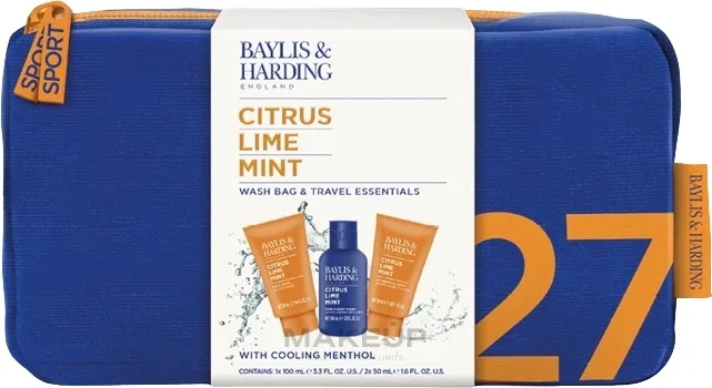 Набор Baylis & Harding Citrus Lime & Mint гель-шампунь 100 мл гель для умывания 50 мл бальзам после бритья и косметичка