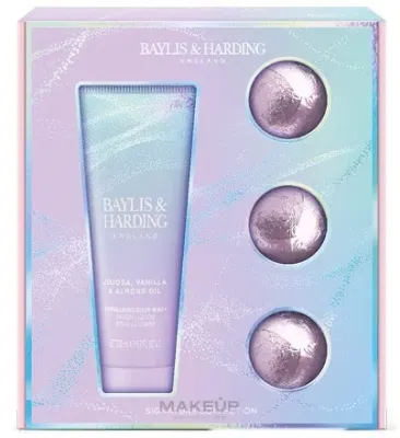 Набор Baylis & Harding Jojoba Vanilla & Almond Oil гель для душа 200 мл и 3 бомбочки для ванны по 75 г