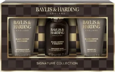 Набор Baylis & Harding Black Pepper & Ginseng бальзам после бритья 50 мл гель-шампунь 100 мл и гель для душа 50 мл