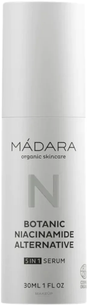 Madara Cosmetics Mádara Organic Skincare Botanic Niacinamide Alternative 5-in-1 Serum - Сыворотка для лица Madara Botanic 5-в-1 с растительной альтернативой ниацинамиду, водорослями и мятой розовой, 15 мл