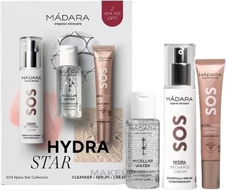 Набор Madara Cosmetics SOS Hydra крем для лица 50 мл сыворотка 15 мл и мицеллярная вода 50 мл