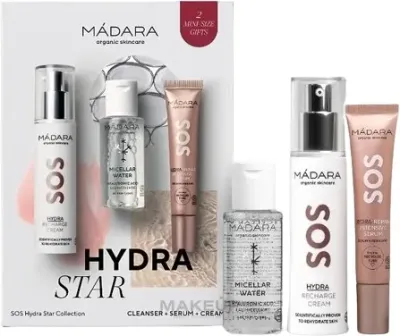 Набор Madara Cosmetics SOS Hydra крем для лица 50 мл сыворотка 15 мл и мицеллярная вода 50 мл