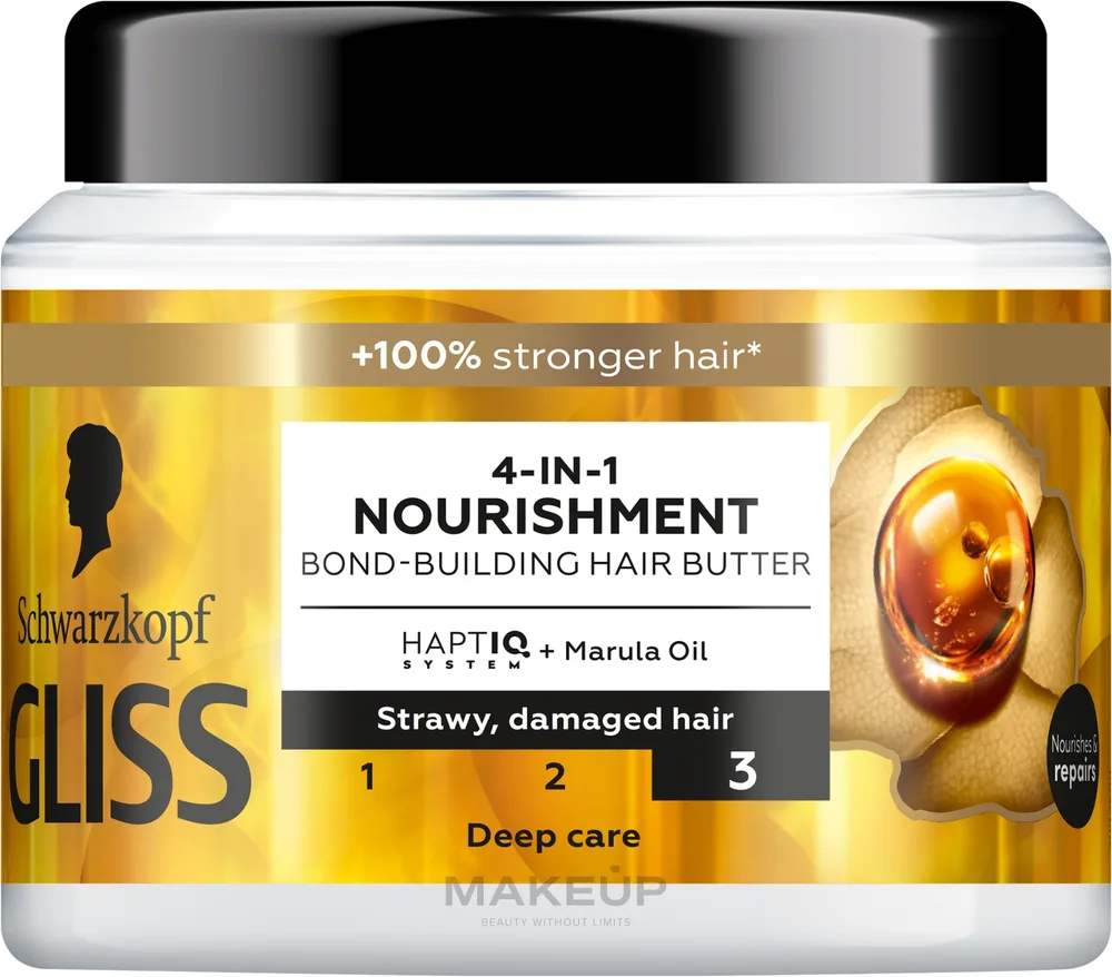 Питательная маска 4 в 1 для волос Gliss Oil Nutritive для сухих и повреждённых волос, масло марулы, 400 мл