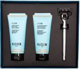 Набор Plisson Clean Shaven крем для бритья 100 мл бальзам после бритья 100 мл и станок Mach3 — фото 1