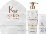 Набор Keko New Baby полотенце кремовое мыло для кожи и волос 500 мл и бальзам для тела 100 мл — фото 2