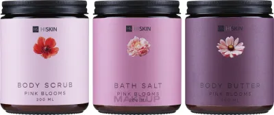 Набор для тела HiSkin Pink Blooms сахарный скраб соль для ванны и баттер с маслом какао и ши 3x200 мл