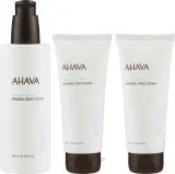 Набор для тела Ahava Body Water лосьон крем для стоп и крем для рук с минеральной водой Мёртвого моря 250+100+100 мл — фото 2
