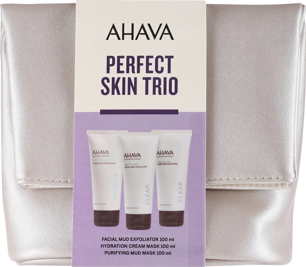 Набор масок для лица Ahava Mask Trio кремовая грязевая маска и пилинг с минеральной водой 3x100 мл