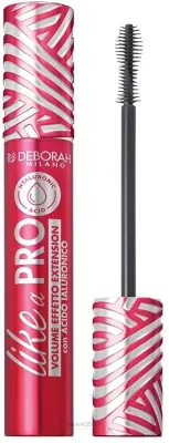Тушь для ресниц Deborah Like A Pro With Hyaluronic Acid Mascara для объёма и длины, с изогнутой щёточкой, 13 мл