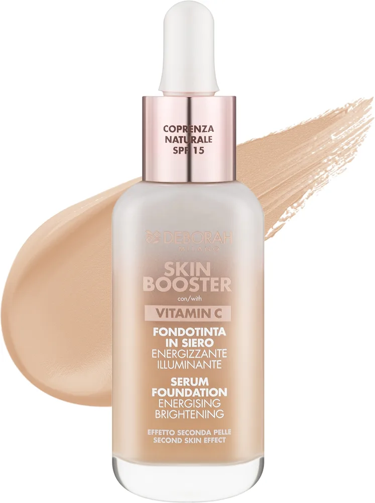 Тональная основа-сыворотка Deborah Skin Booster Vitamin C SPF 15 сияющая, 30 мл, оттенок 01 - Light