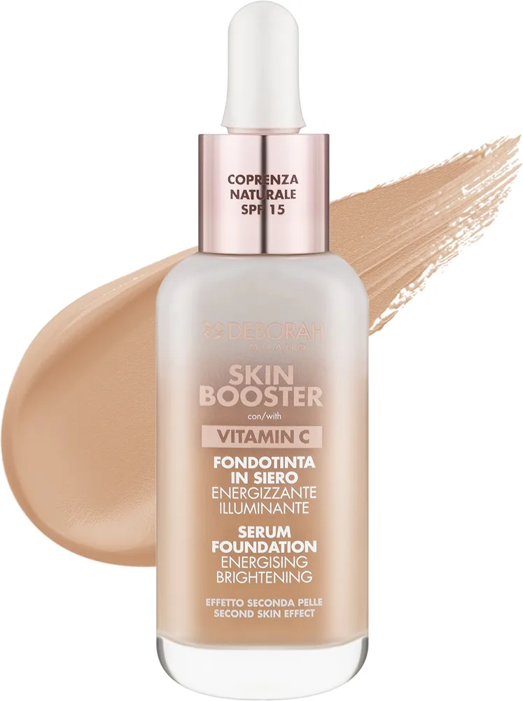 Тональная основа-сыворотка Deborah Skin Booster Vitamin C SPF 15 сияющая, 30 мл, оттенок 05 - Warm Tan