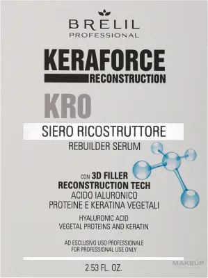 Ревитализирующая сыворотка для волос Brelil Keraforce KR0 Rebuilder Serum, 3 x 75 мл