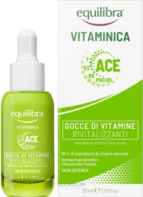 Сыворотка для лица Equilibra Vitaminica витаминные капли с ниацинамидом, ретинолом, витаминами C и E, ревитализирующая, 30 мл