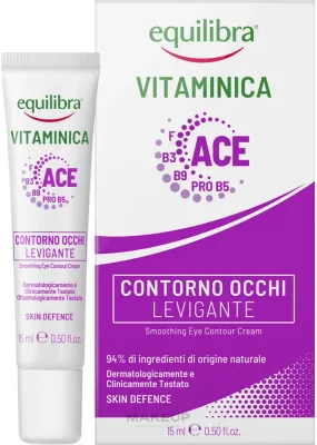 Разглаживающий крем для области вокруг глаз Equilibra Vitaminica с пантенолом маслом ши и витамином E 15 мл
