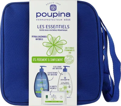 Набор для лица Poupina Les Essentiels очищающий гель мицеллярная вода салфетки и косметичка 2x485 мл