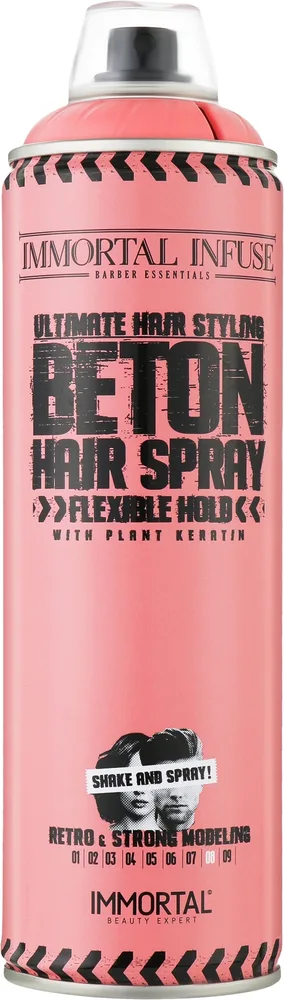 Матовый лак для укладки волос Immortal Infuse Beton Hair Spray Full Matte сильной фиксации, 500 мл