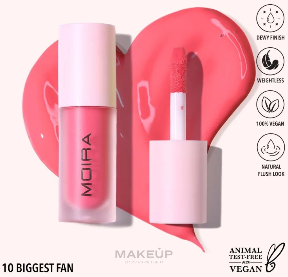 Румяна для лица Moira Love Steady Liquid Blush жидкие, оттенок 10 - Biggest Fan