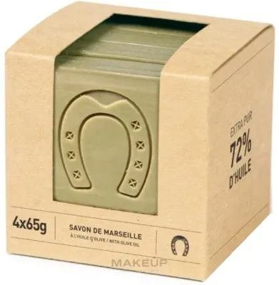 Мыло оливковое Fer A Cheval Pure Olive марсельское, набор 4 × 65 г