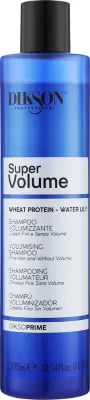 Шампунь Dikson Super Volume для тонких волос без объёма, с протеинами пшеницы, кувшинкой и рисом, 300/1000 мл, Италия
