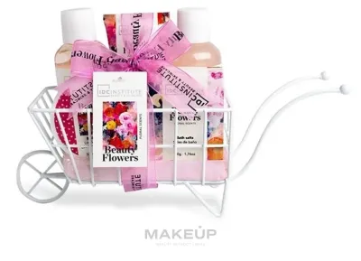 Набор IDC Institute Beauty Flowers гель для душа 125 мл пена для ванны 125 мл лосьон для тела и другие средства в декоративной тачке