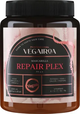 Восстанавливающая маска для волос Vegairoa Repair Plex для повреждённых волос, биотин, экстракт авокадо, зелёного чая, ниацинамид, 275 мл