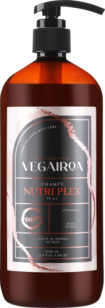 Шампунь Vegairoa Nutri Plex против пушения сухих и обезвоженных волос, с маслом зародышей пшеницы, 1000 мл, Испания