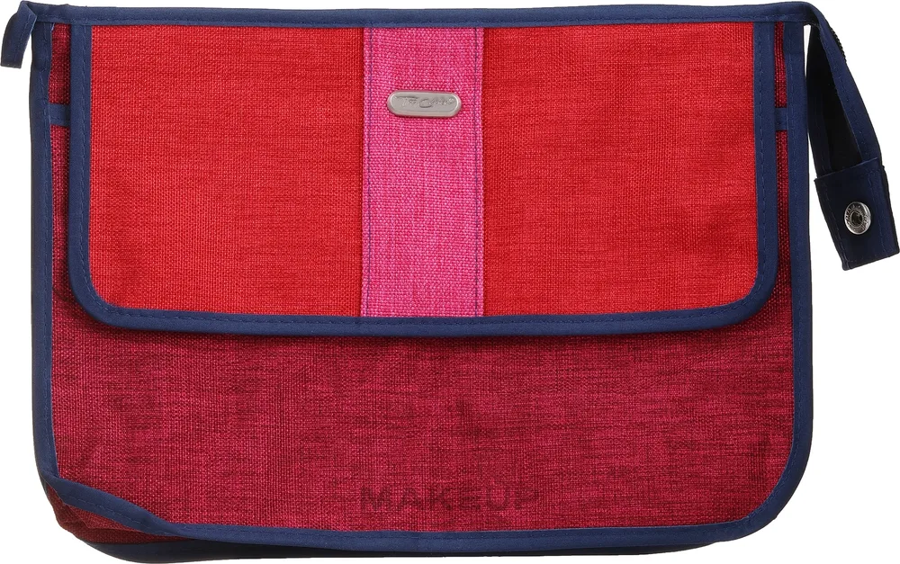 Косметичка Top Choice 4COL 94620 жаккард красно-розовая с карманами