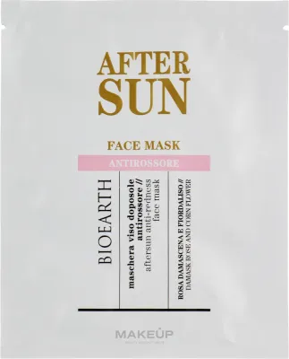 Bioearth Sun After Sun Face Mask — тканевая маска для лица от покраснений с виноградом и коэнзимом Q10, 15 мл
