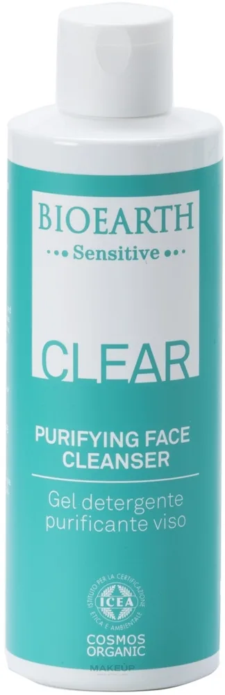 Очищающий гель для лица Bioearth Sensitive Clear Purifying Face Cleanser с чайным деревом, 200 мл