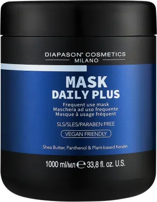 Маска для волос DCM Daily Plus ежедневный уход, аргановое масло, масло ши, растительные протеины, пантенол, 1000 мл