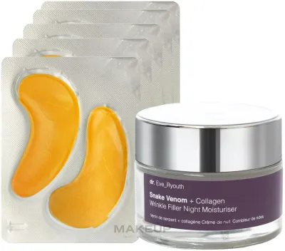 Набор для лица Dr. Eve_Ryouth Snake Venom + Collagen ночной крем с маслом ши и арганы и патчи для глаз 50 мл+5 пар