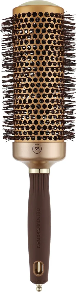 Круглая щётка для укладки волос Olivia Garden Expert Blowout Speed Wavy Bristles Gold Brown 55 мм