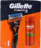 Мужской набор Gillette Fusion 5 гель для бритья для чувствительной кожи и бритва 200 мл уценка — фото 1