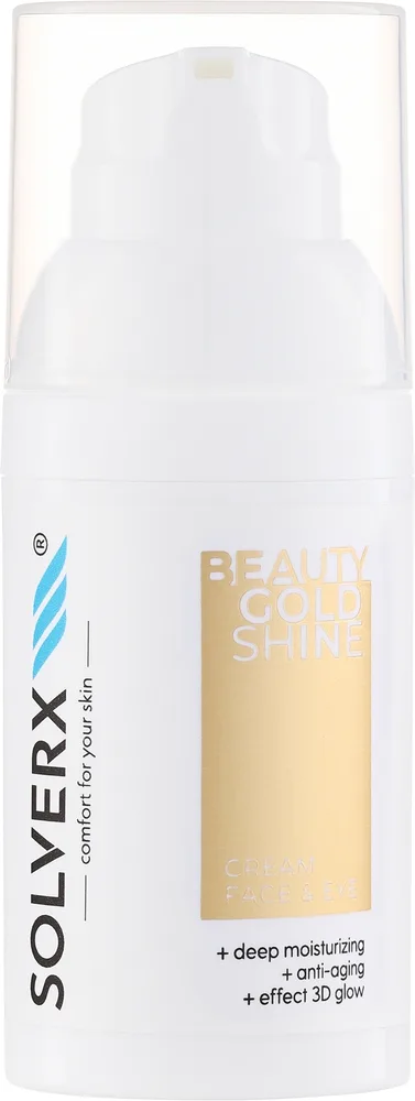Крем для лица и век Solverx Beauty Gold Shine с золотистым сиянием и пептидами 30 мл