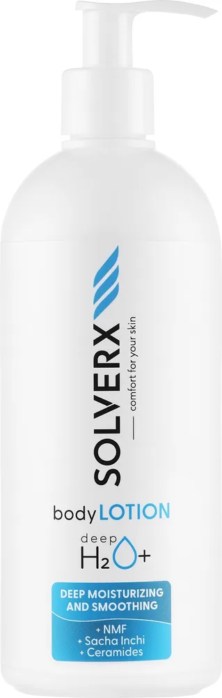 Solverx DeepH2O+ Body Lotion — увлажняющий укрепляющий лосьон для тела для сухой и обезвоженной кожи, 400 мл