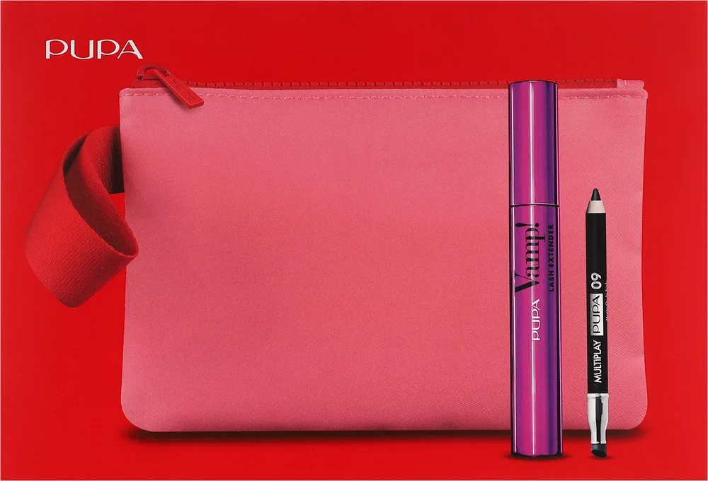 Набор для макияжа глаз Pupa Vamp! Lash Extender Mascara и Multiplay Eye Pencil тушь 14 мл, карандаш 0,8 г и косметичка
