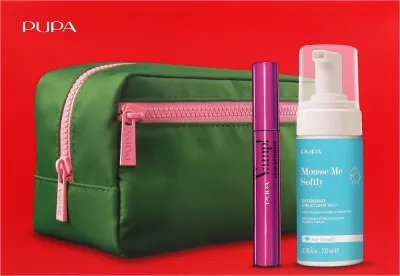 Набор Pupa Vamp! Lash Extender Mascara тушь для ресниц и средство для снятия макияжа с косметичкой 14 мл+100 мл
