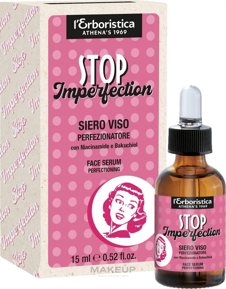 Сыворотка для лица L'Erboristica Vintage Stop Imperfection с ниацинамидом бакучиолом для проблемной кожи 15 мл