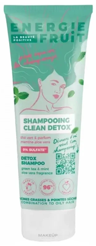 Шампунь Energie Fruit Clean Detox для жирных корней и сухих кончиков, с зелёным чаем, без сульфатов, 250 мл, Франция