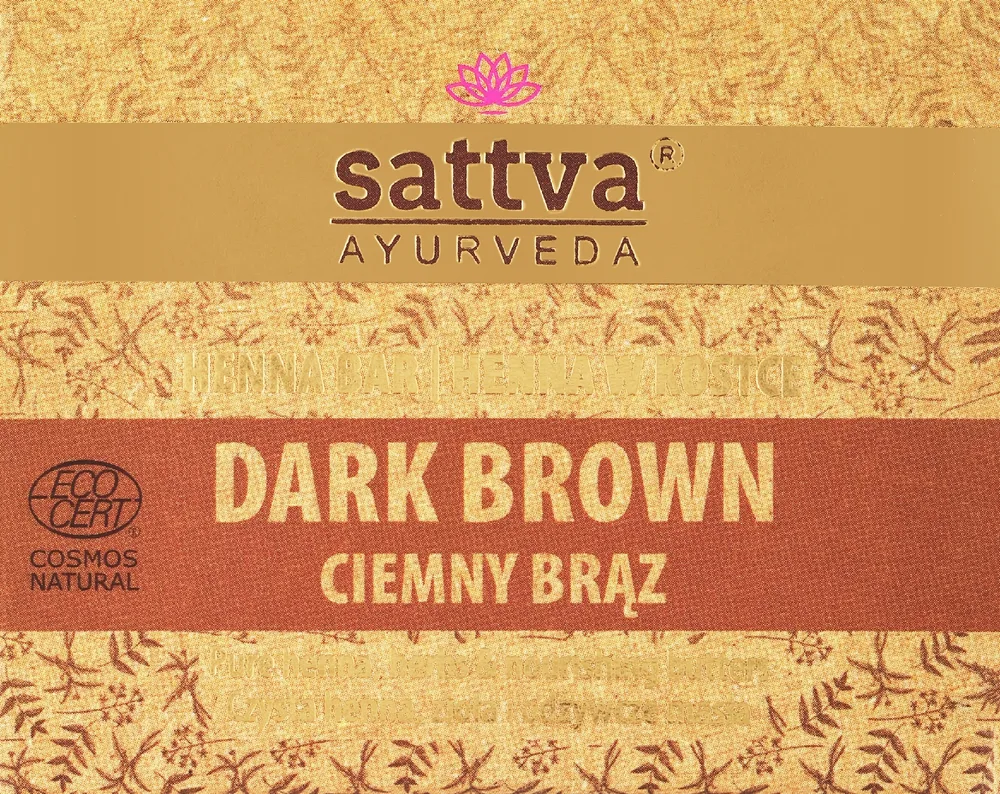 Хна для волос Sattva Ayurveda Henna Bar Dark Brown натуральная тёмно-коричневая в брикете 240 г