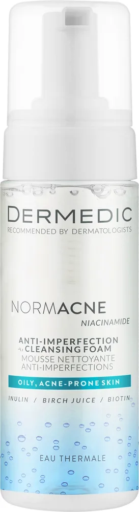 Dermedic Normacne Anti-Imperfection очищающая пенка с берёзой, инулином и ниацинамидом 170 мл