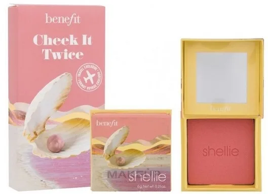 Румяна для лица Benefit Cheek It Twice Seashelie пудровые, с мерцанием, 6 г