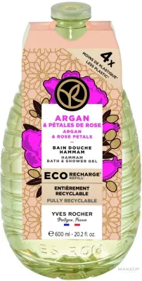 Гель для душа и ванны Yves Rocher Аргана и лепестки розы Hammam, сменный блок, 600 мл