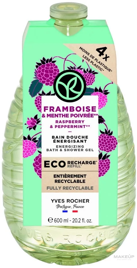 Гель для душа и ванны Yves Rocher Малина и мята, сменный блок, 600 мл